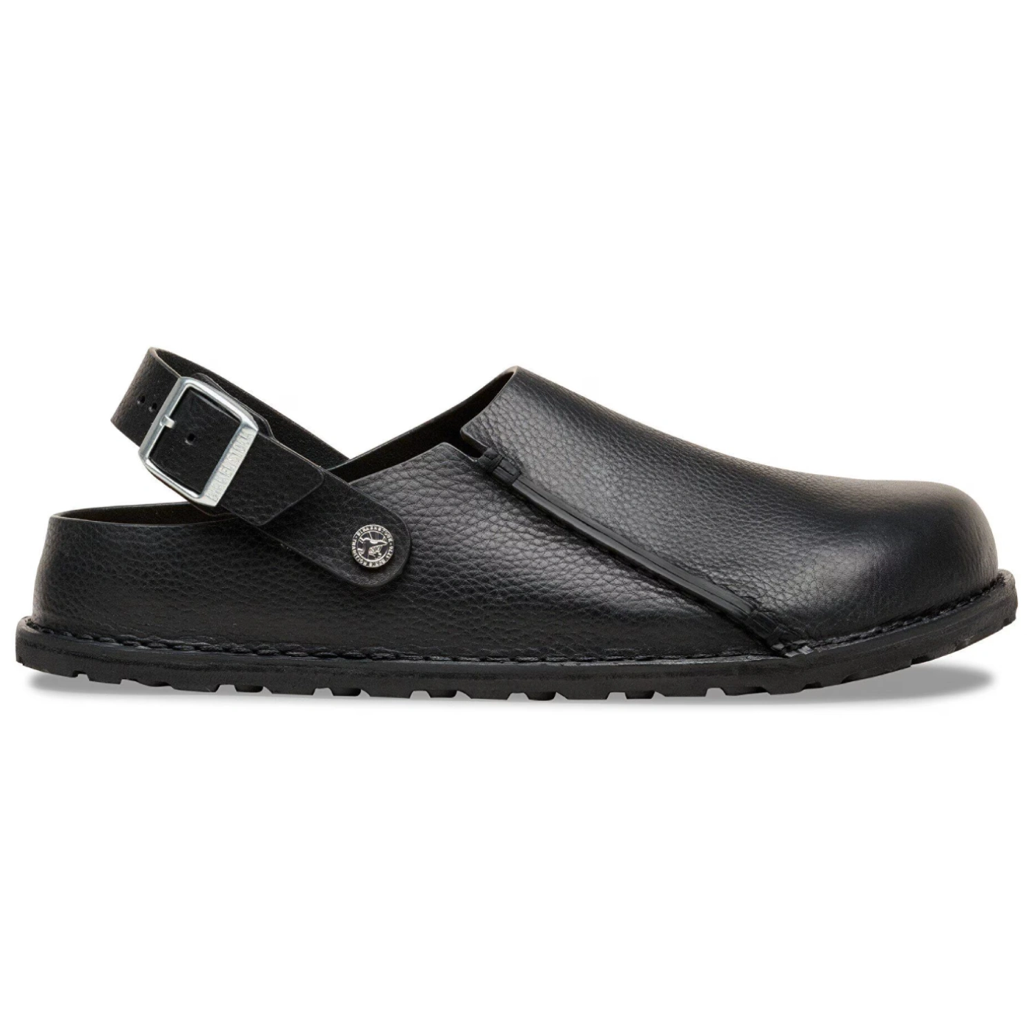 Birkenstock Lutry Premium Black side view in a white background