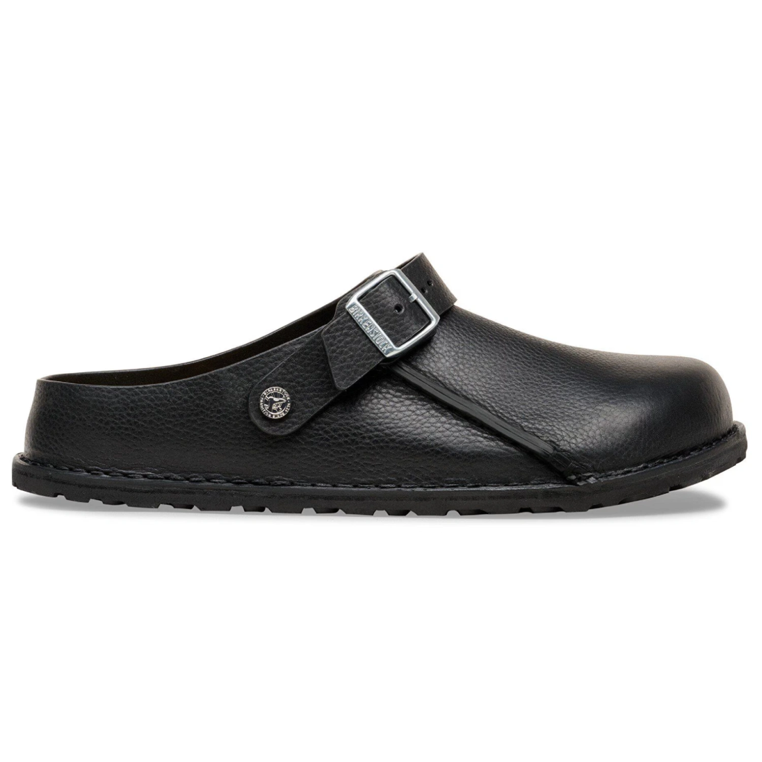 Birkenstock Lutry Premium Black side view in a white background