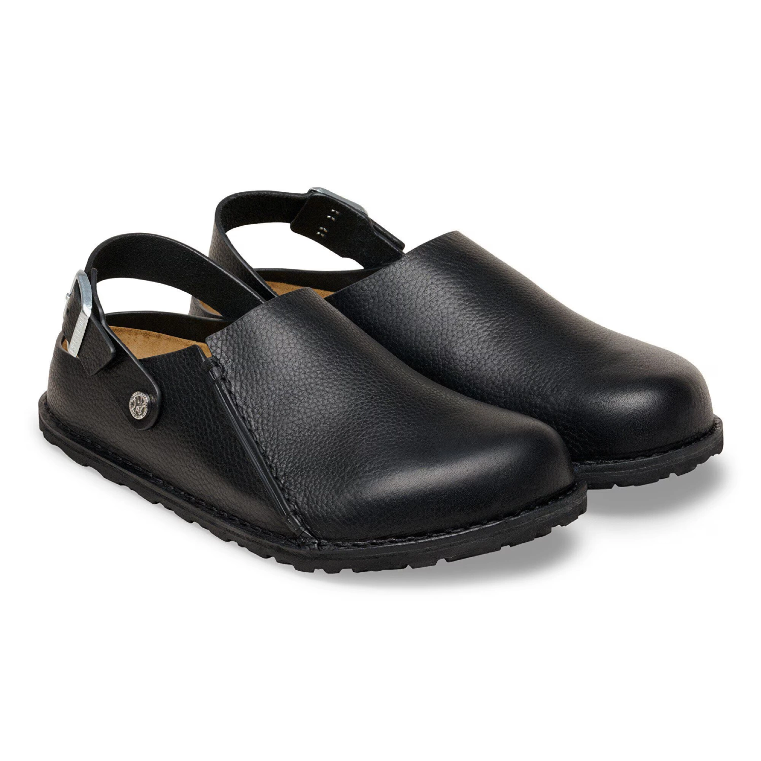 Birkenstock Lutry Premium Black side view in a white background
