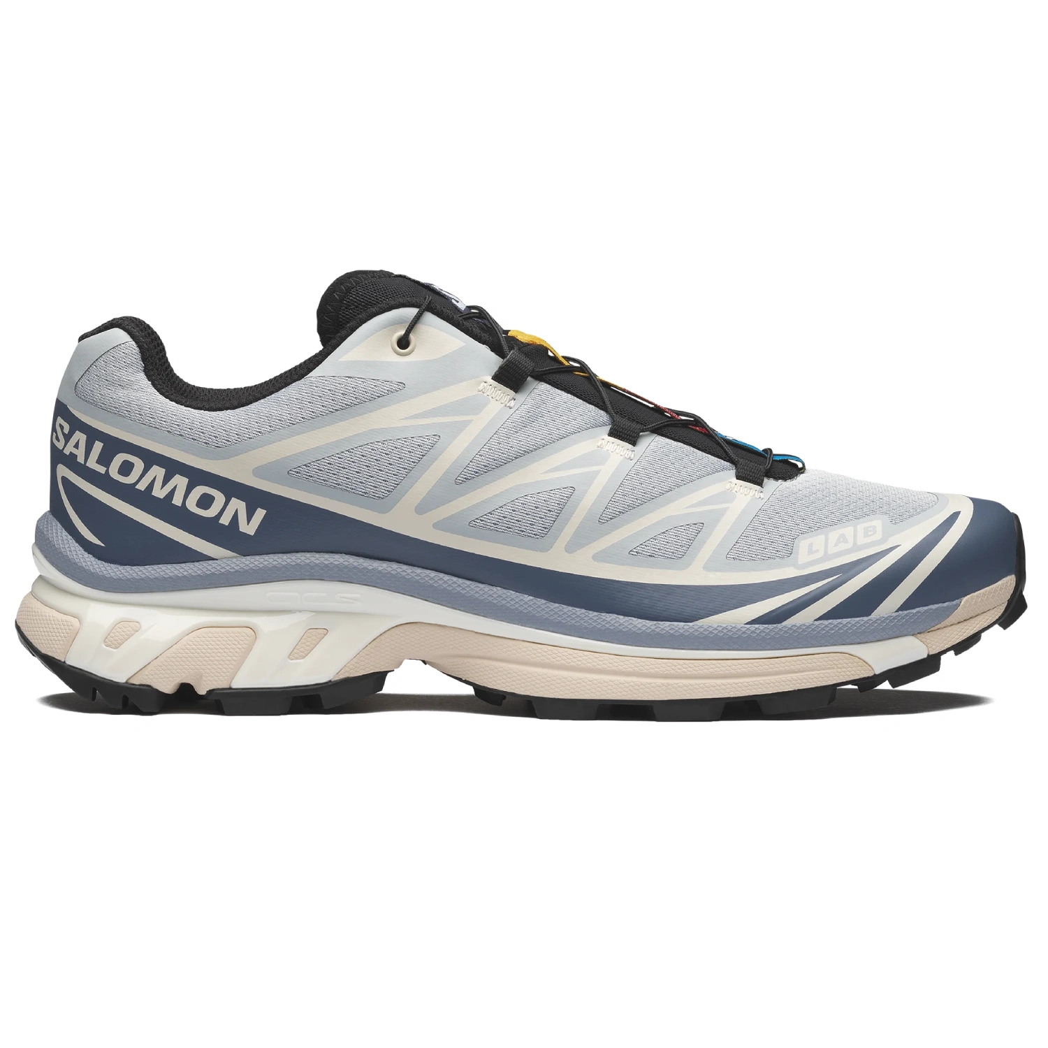 Salomon XT-6 Pearl Blue/Grisaille/Vanila side view in a white background