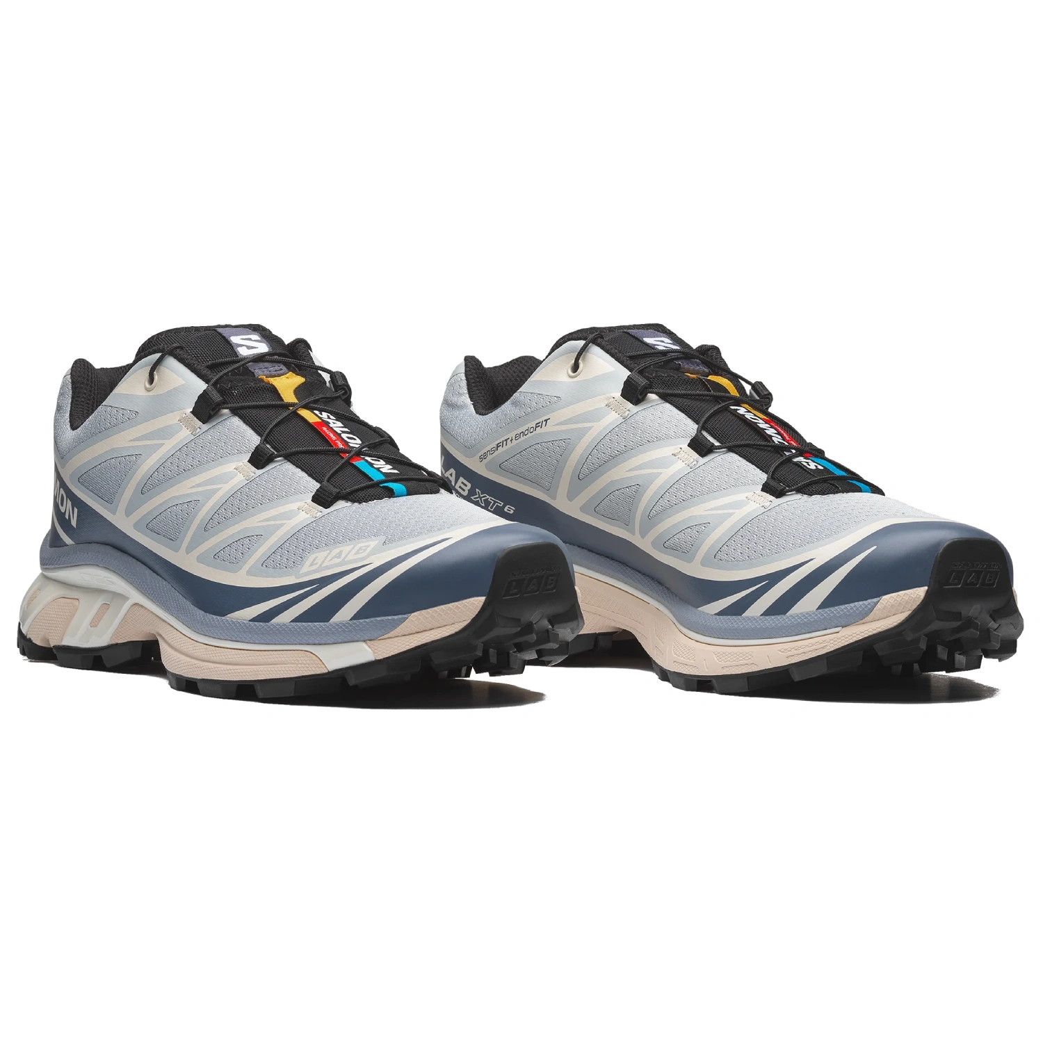 Salomon XT-6 Pearl Blue/Grisaille/Vanila side view in a white background