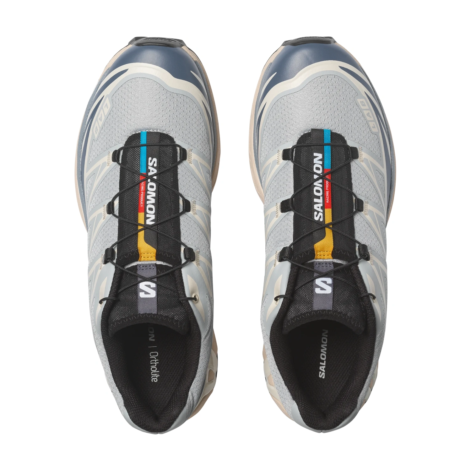 Salomon XT-6 Pearl Blue/Grisaille/Vanila top view in a white background