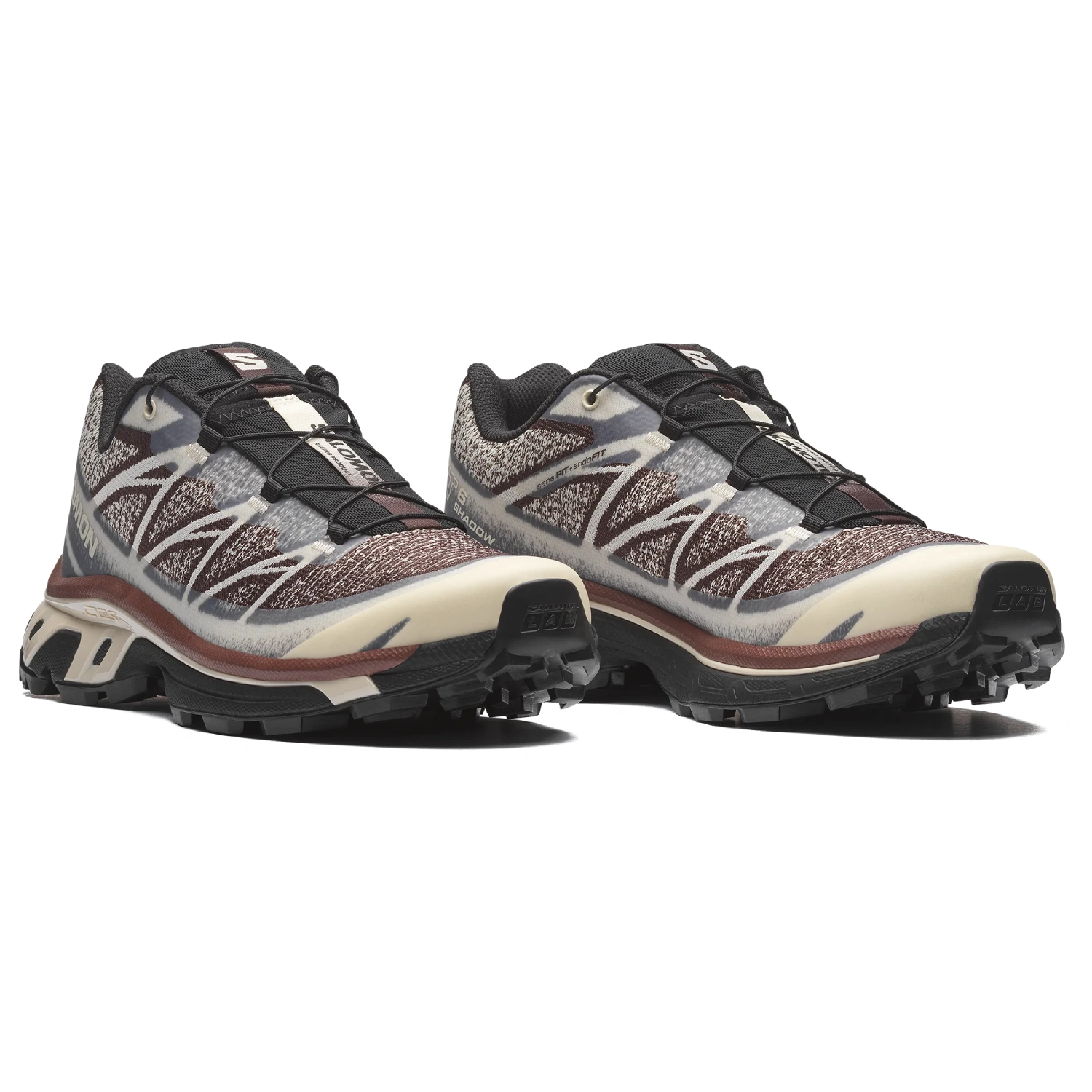 Salomon XT-6 Shadow Almond Milk/Black Coffee/Bitter side view in a white background