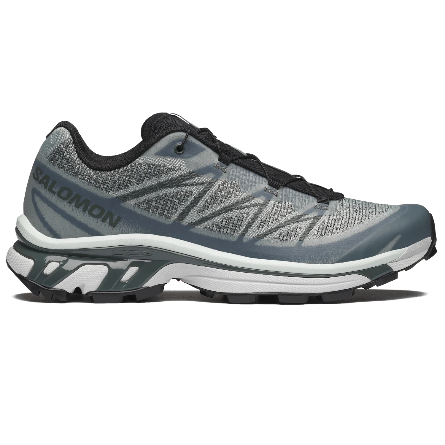 Salomon XT-6 Shadow Wrought Iron/Urban Chic/Clearly Aqua side view in a white background