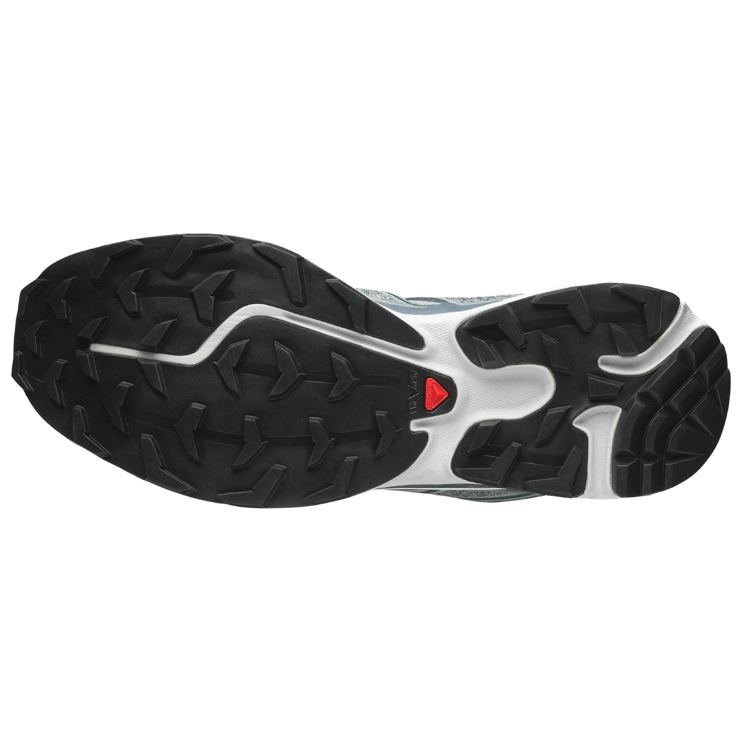 Salomon XT-6 Shadow Wrought Iron/Urban Chic/Clearly Aqua bottom view in a white background