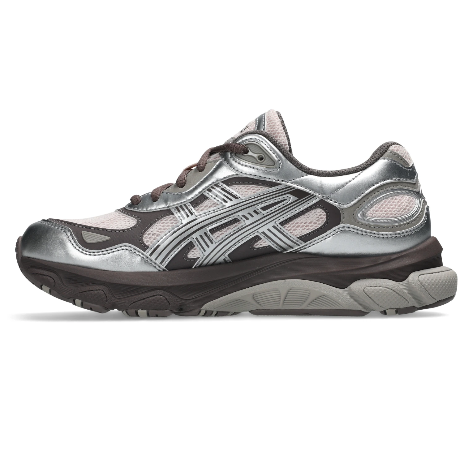 Asics GEL-NYC 2.0 Pink Cloud/Pure Silver side view in a white background