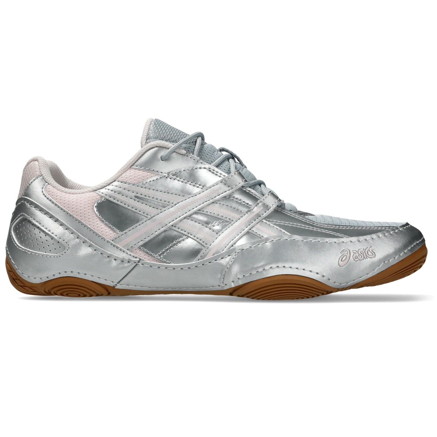 Asics Hypersync Piedmont Grey/Pink Cloud side view in a white background