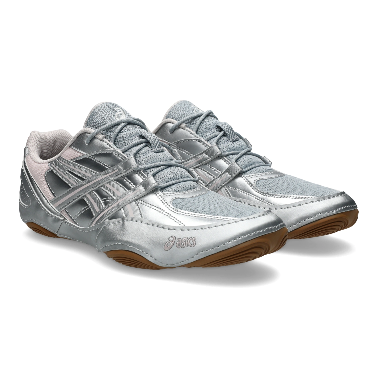 Asics Hypersync Piedmont Grey/Pink Cloud side view in a white background
