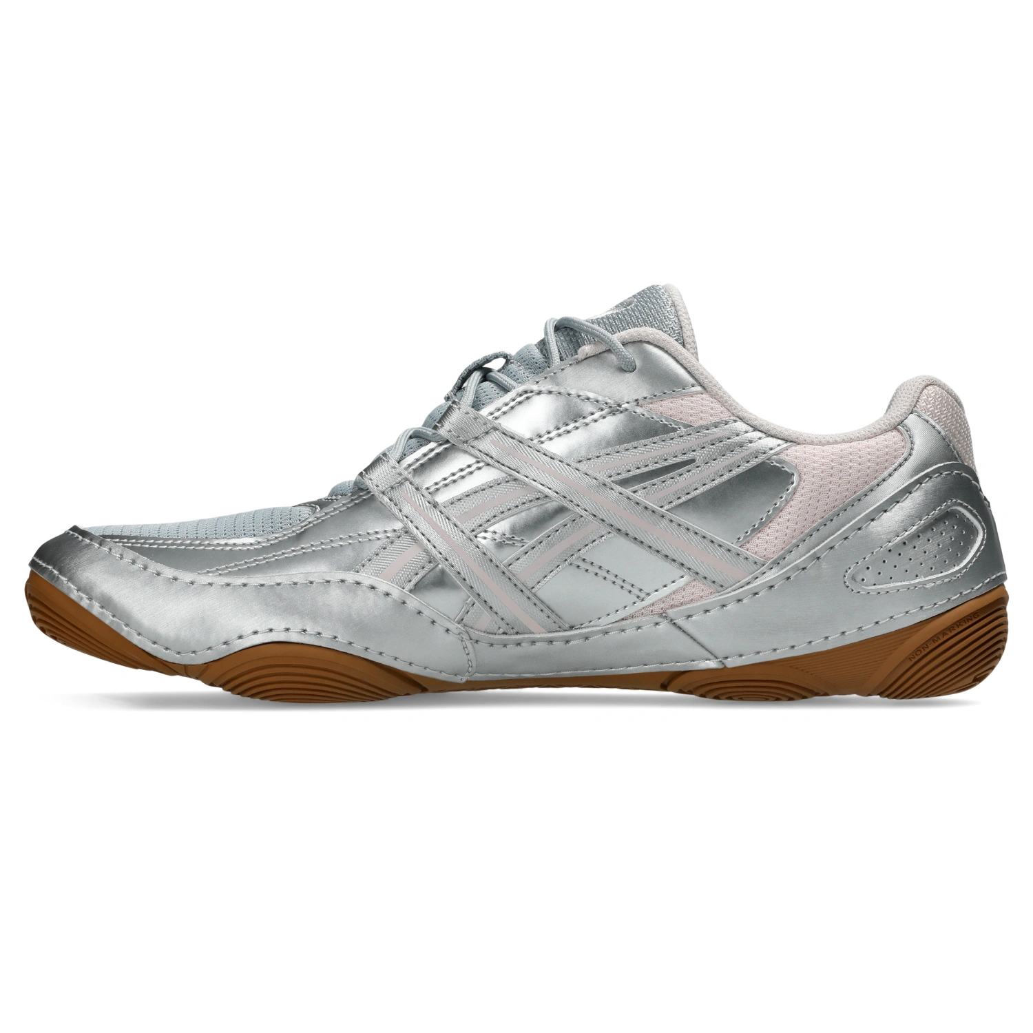 Asics Hypersync Piedmont Grey/Pink Cloud side view in a white background
