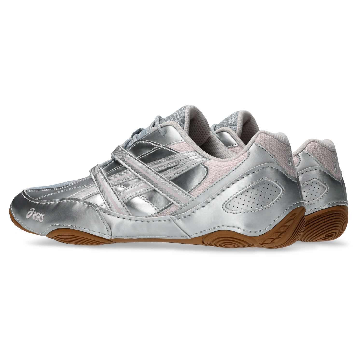 Asics Hypersync Piedmont Grey/Pink Cloud side view in a white background