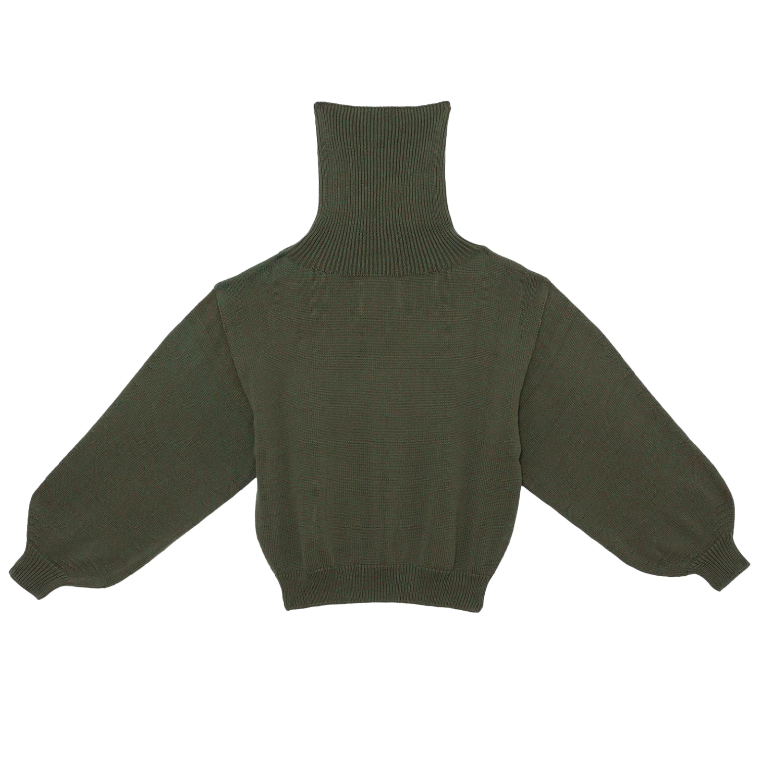 Baserange Calla Turtleneck Green Brown Melange front view in white background