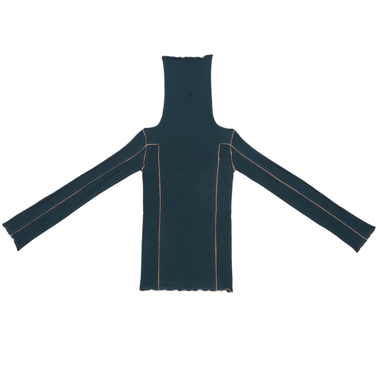Baserange Omato Turtleneck Hirsu Green front view in a white background